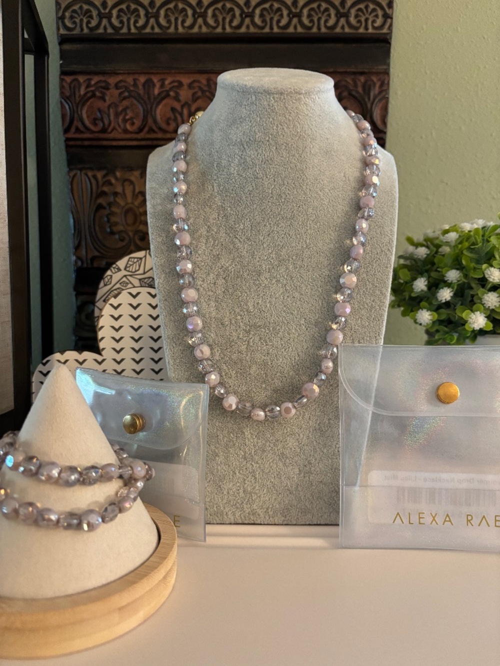Bar by Alexa Bar by Alexa Rae Shimmer Drop Necklace & Bracelet Set - Lilac Mist